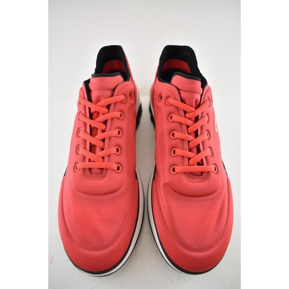 Chanel Mens 19P Red Lycra White Black CC Logo Lace Low Top Trainer Sneaker 41 8 - Picture 6 of 12